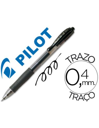 Boligrafo Pilot G-2 Negro Tinta Gel Retractil Sujecion De Caucho