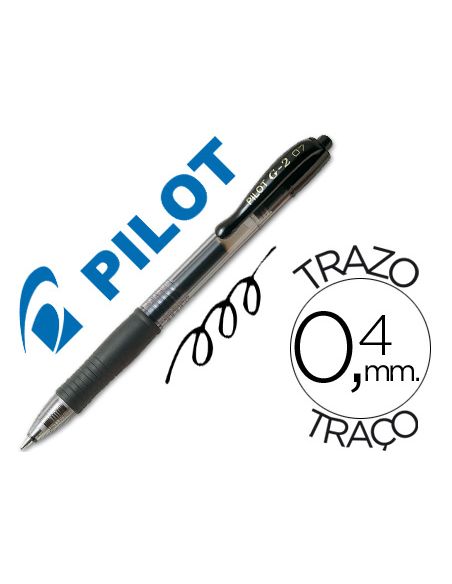 Boligrafo Pilot G-2 Negro Tinta Gel Retractil Sujecion De Caucho
