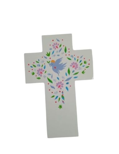 Cruz Blanca Alabanza  Paloma  15X10Cm