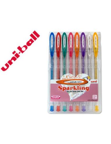 Boligrafo Uni Ball Um-120 Signo 0,7 Mm Tinta Gel Estuche De 8 Colores Con Purpurina|Libreriasalesiana