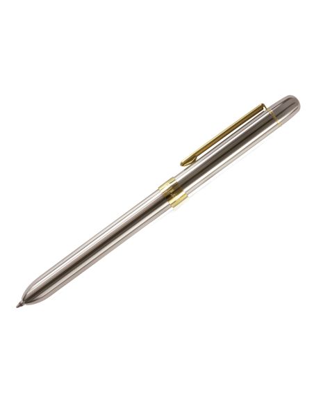 Boligrafo Milan Multifuncion Cromado Adornos Dorados Azul/Rojo/Portaminas 0,5 Mm/ Goma De Borrar En Caja Metal