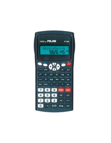 Calculadora Milan Cientifica M240 Black 2 Lineas 240 Funciones 10+2 Digitos Color Negra Con Tapa Color Gris
