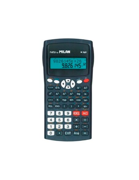 Calculadora Milan Cientifica M240 Black 2 Lineas 240 Funciones 10+2 Digitos Color Negra Con Tapa Color Gris