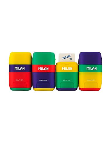 Sacapuntas Milan Plastico 2 Usos Con Goma Compact Mix