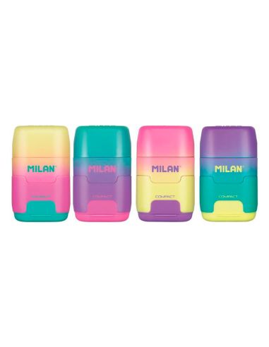 Sacapuntas Milan Compact Sunset Plastico 2 Usos Con Goma De Borrar Colores Surtidos
