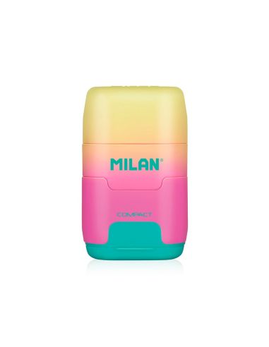 Sacapuntas Milan Compact Sunset Plastico 2 Usos Con Goma De Borrar Colores Surtidos