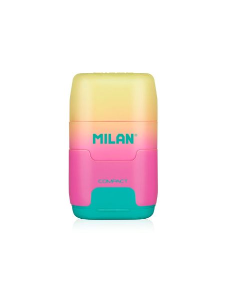 Sacapuntas Milan Compact Sunset Plastico 2 Usos Con Goma De Borrar Colores Surtidos