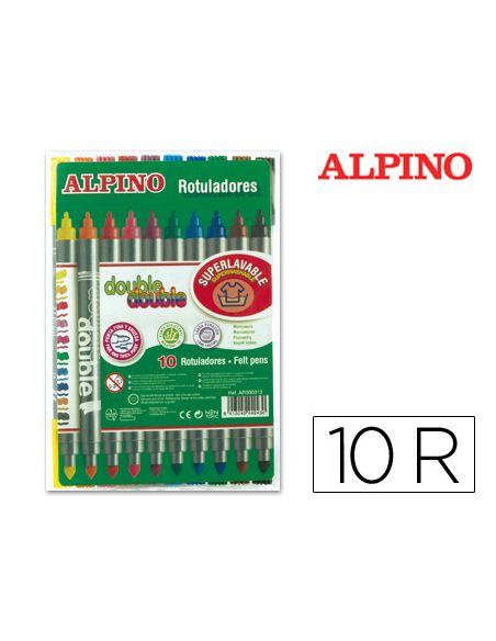 Rotulador Alpino Double Double Punta Gruesa Y Punta Fina Caja De 10+2 Unidades Colores Surtidos