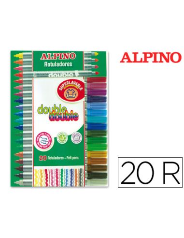 Rotulador Alpino Double Double Punta Gruesa Y Punta Fina Caja De 20+4 Unidades Colores Surtidos