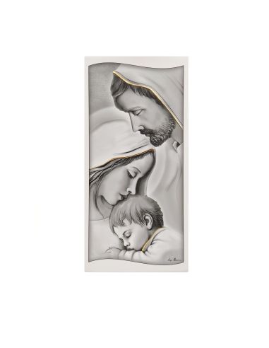 Cuadro Madera Sagrada Familia Blanco Y Negro Decor.Oro 18X36Cm