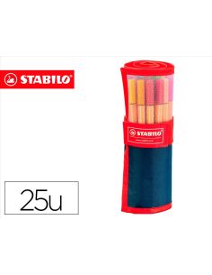 Rotulador Stabilo Punta De Fibra Point 88 Estuche Rollerset De 25 Colores Surtidos
