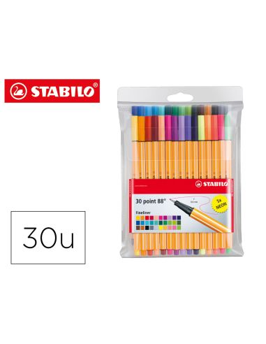 Rotulador Stabilo Point 88 Colores Neon Estuche 25+5 Unidades