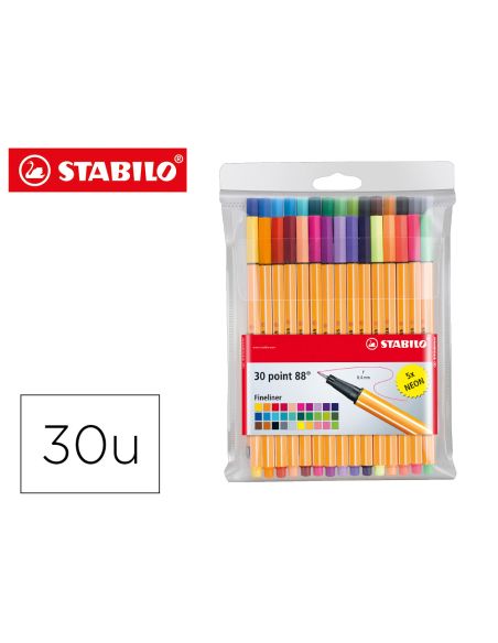 Rotulador Stabilo Point 88 Colores Neon Estuche 25+5 Unidades