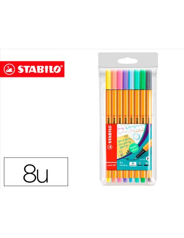 Rotulador Stabilo Punta De Fibra Point 88 Estuche De 8 Colores Surtidos Pastel