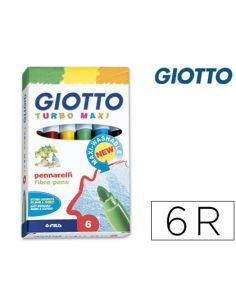 Rotulador Giotto Turbo Maxi Caja De 6 Colores Lavables Con Punta Bloqueada