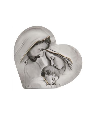 Cuadro Madera Corazon Sagrada Familia B&N 28X28,5Cm