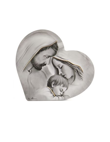 Cuadro Madera Corazon Sagrada Familia B&N 28X28,5Cm