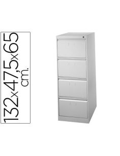 Fichero Cajones De Suelo Metal 4 Cajones 132 Cm Alto 65 Cm Prof 47,5 Ancho Gris 75 Guias Telescopicas Antivuelco