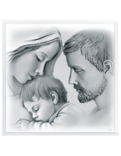 Cuadro Madera Sgda.Familia Decor Plateado 60X60Cm