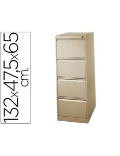 Fichero Cajones De Suelo Metal 4 Cajones 132 Cm Alto 65 Cm Prof 47,5 Ancho Beige N.34 Guias Telescopicas Antivuelco