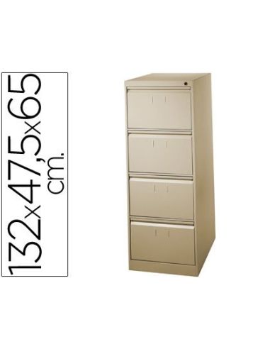 Fichero Cajones De Suelo Metal 4 Cajones 132 Cm Alto 65 Cm Prof 47,5 Ancho Beige N.34 Guias Telescopicas Antivuelco|Libreriasalesiana