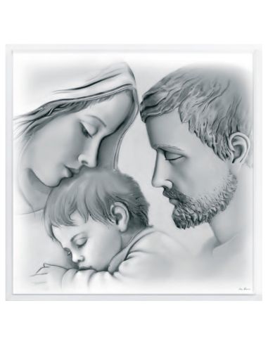 Cuadro Madera Sgda.Familia Decor Plateado 40X40Cm