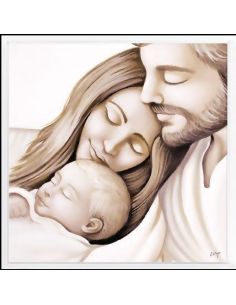 Cuadro Madera Sgda.Familia Decor Sepia Plat. 60X60Cm