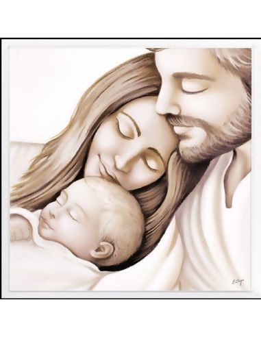 Cuadro Madera Sgda.Familia Decor Sepia Plat. 60X60Cm