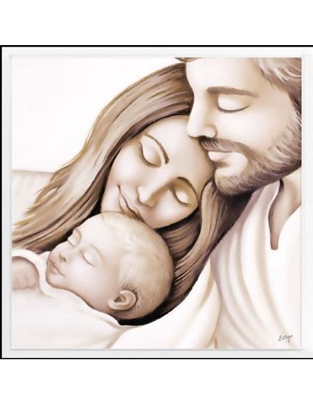 Cuadro Madera Sgda.Familia Decor Sepia Plat. 40X40Cm