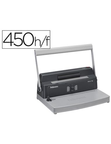 Encuadernadora Para Espiral Fellowes Metal 50R Perfora 12 Hojas Formato A4 Paso 5:1 Encuaderna 450 Hojas 80 Gr