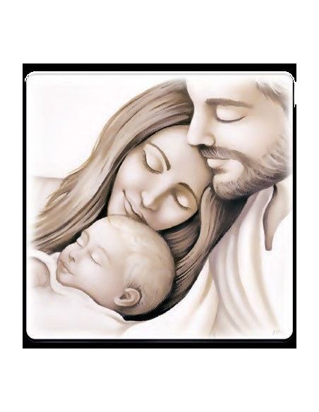 Cuadro Madera Sgda.Familia Decor. Plat. 12X12Cm