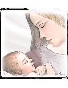 Cuadro Madera Maternidad Decor. Plat. 12X12Cm