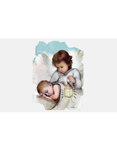 Cuadro Angel Farol Col.Crackle Dec.Plat 9X11Cm