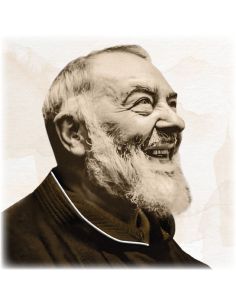 Cuadro Madera Decor.Plata A Mano Padre Pio 12,5X12,5Cm