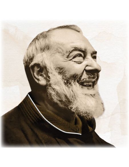 Cuadro Madera Decor.Plata A Mano Padre Pio 12,5X12,5Cm