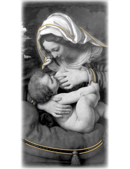 Cuadro Madera Decor.Plata A Mano Virgen De La Leche 9X18Cm