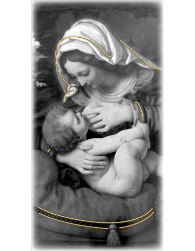 Cuadro Madera Decor.Plata A Mano Virgen De La Leche 12X24Cm