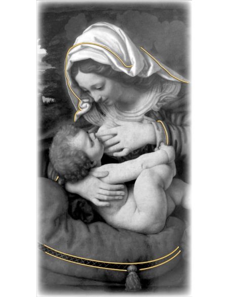Cuadro Madera Decor.Plata A Mano Virgen De La Leche 12X24Cm
