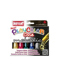 Tempera Solida En Barra Playcolor Escolar Caja De 6 Colores Metalizados Surtidos 2