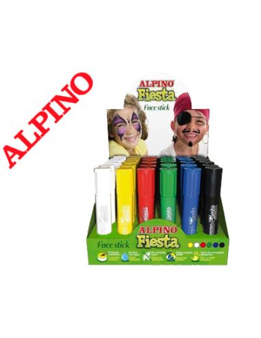Barra Maquillaje Alpino Fiesta Face Stick Expositor De 36 Unidades Colores Surtidos
