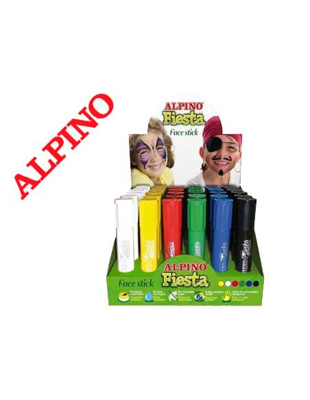 Barra Maquillaje Alpino Fiesta Face Stick Expositor De 36 Unidades Colores Surtidos