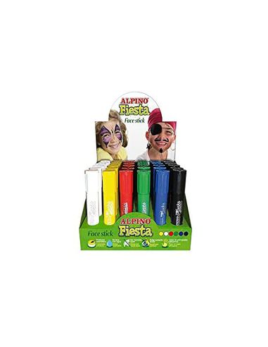 Barra Maquillaje Alpino Fiesta Face Stick Expositor De 36 Unidades Colores Surtidos