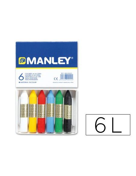 Lapices Cera Manley Caja De 6 Colores Surtidos|Libreriasalesiana