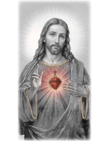 Cuadro Madera Decor.Plata A Mano Sgdo. Corazon Jesus 9X18Cm