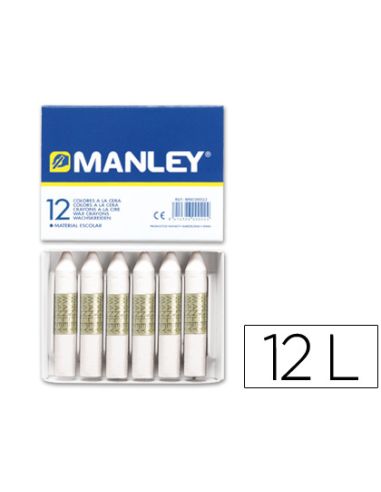 Lapices Cera Manley Unicolor Blanco N.1 Caja De 12 Unidades