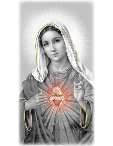 Cuadro Madera Decor.Plata A Mano Sgdo. Corazon De Maria 9X18Cm