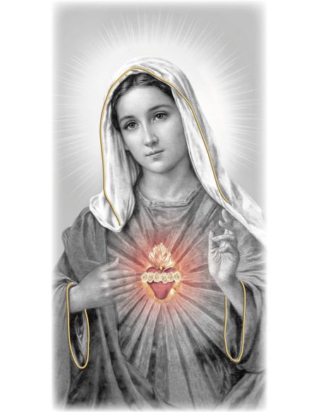 Cuadro Madera Decor.Plata A Mano Sgdo. Corazon De Maria 9X18Cm