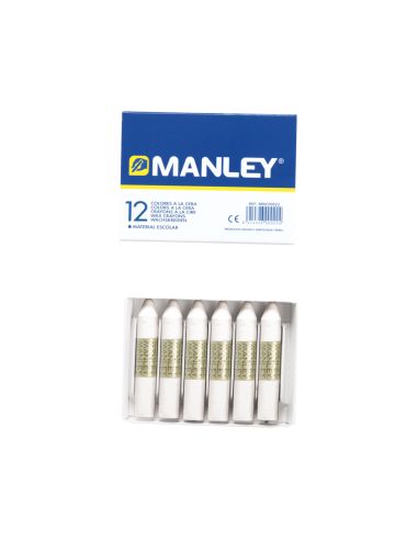 Lapices Cera Manley Unicolor Blanco N.1 Caja De 12 Unidades