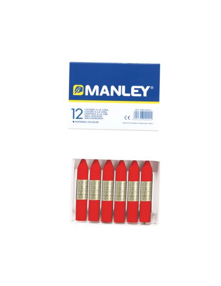 Lapices Cera Manley Unicolor Rojo Escarlata N.9 Caja De 12 Unidades