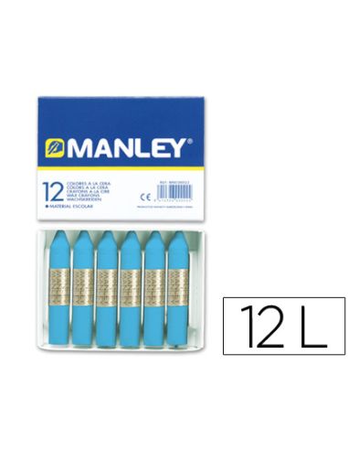 Lapices Cera Manley Unicolor Azul Celeste N.17 Caja De 12 Unidades